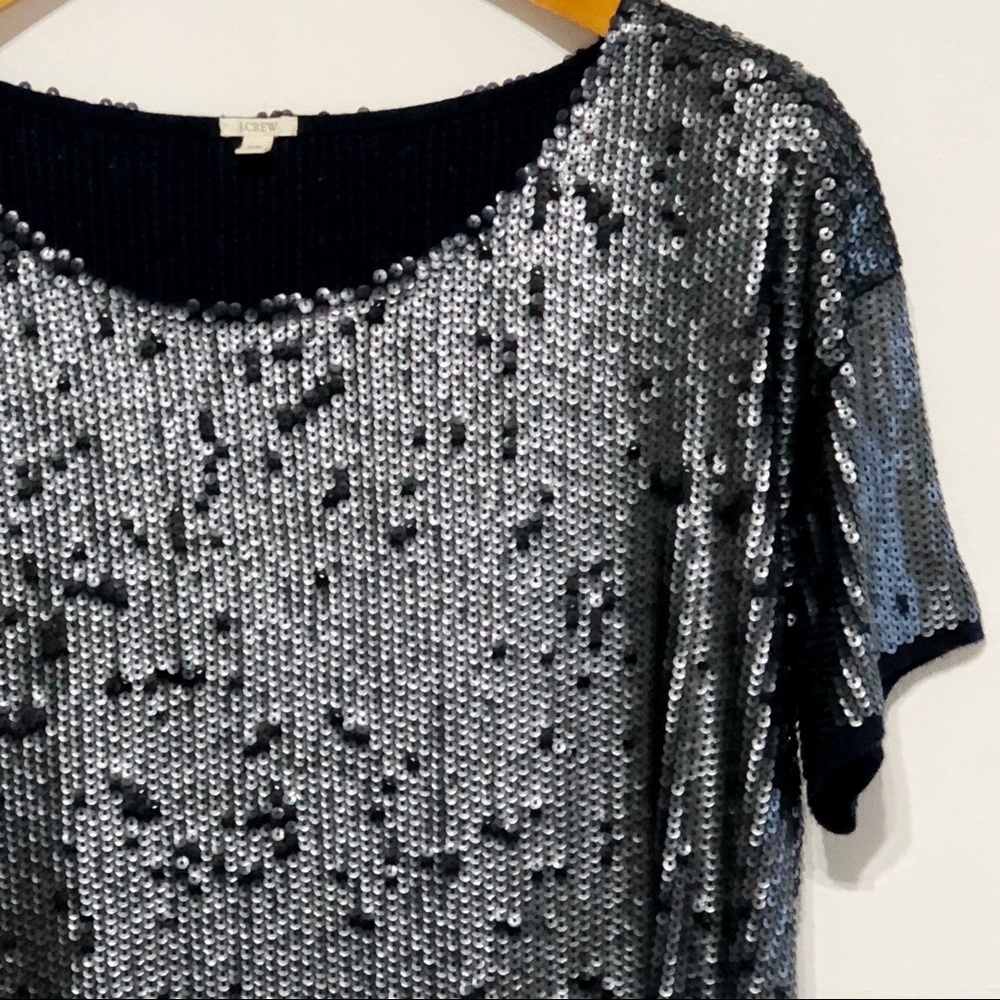 J Crew Short Sleeve Loose Fit Full Sequins Top